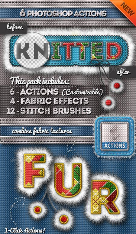 PSD экшен Fur and knitted fabric photoshop actions