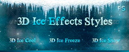 PSD стили 3D Ice Text