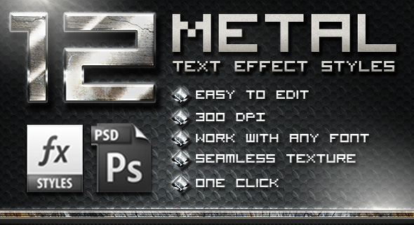 12 Metal Photoshop Text effect Styles (том 1)