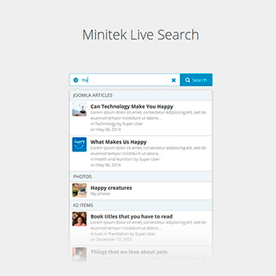 Minitek Live Search